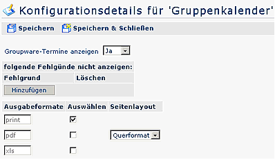 Konfiguration Gruppenkalender Konfiguration Gruppenkalender